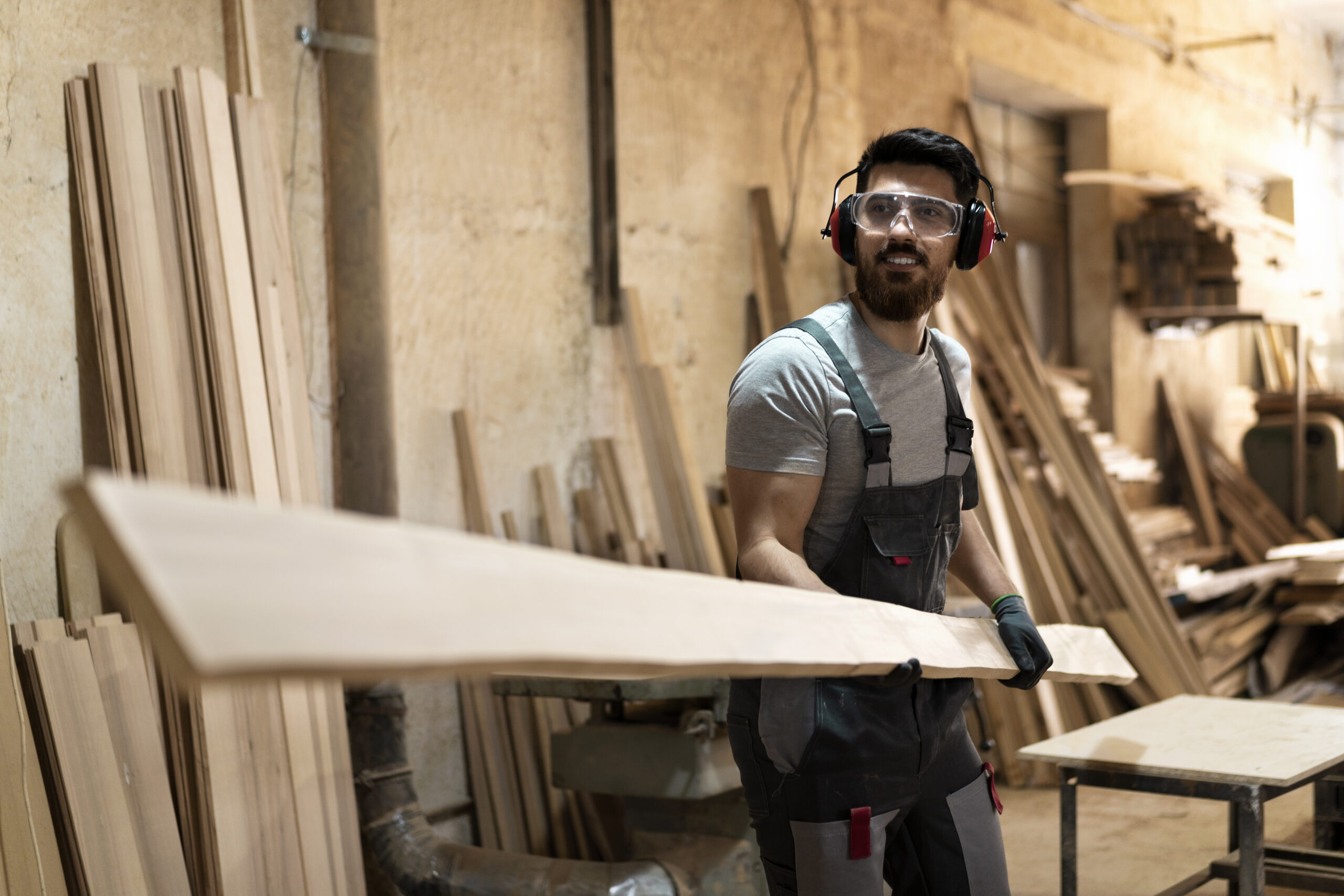 Carpentry Services carpenter cutting mdf board inside workshop