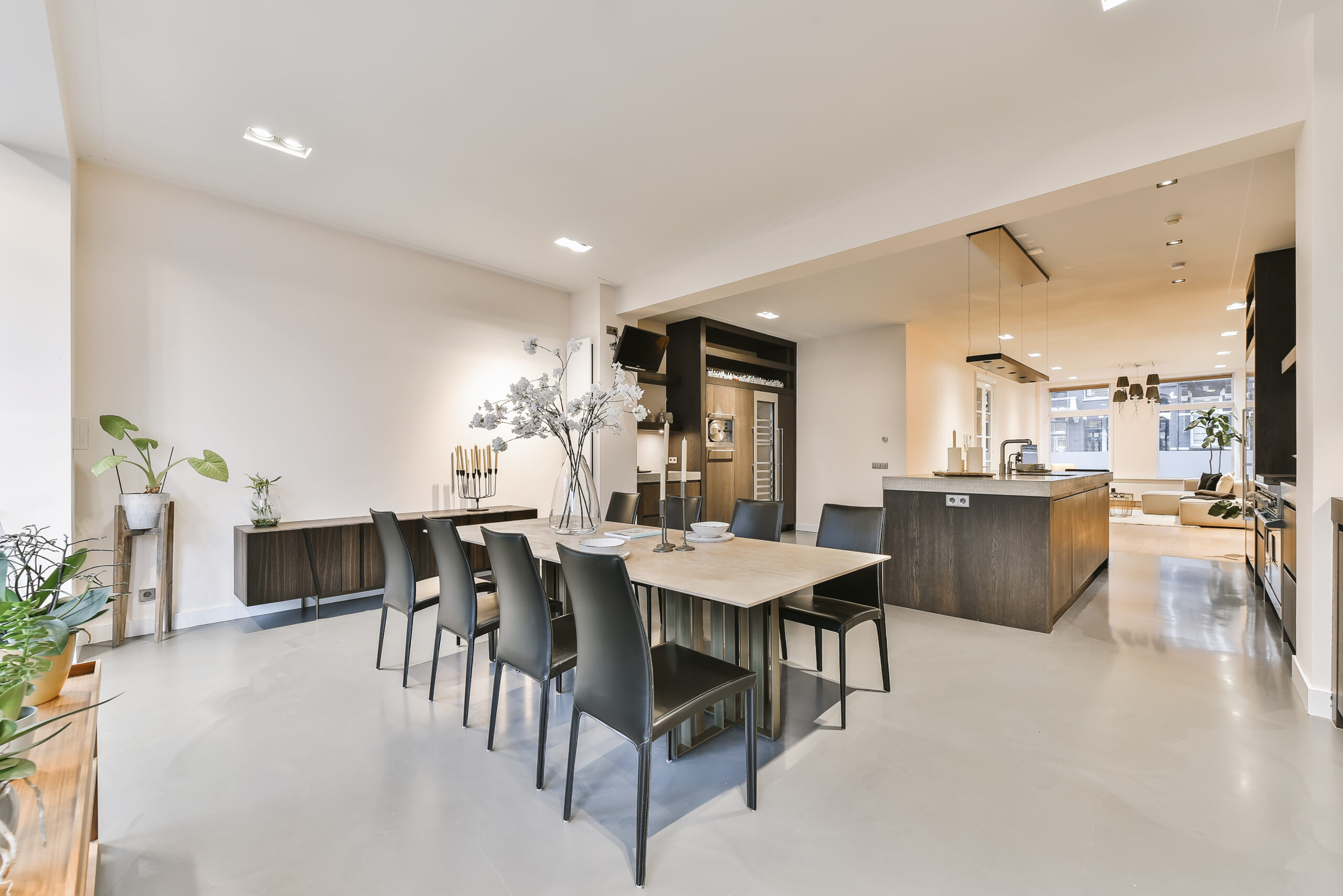 Home dining room interior in modern apartment
