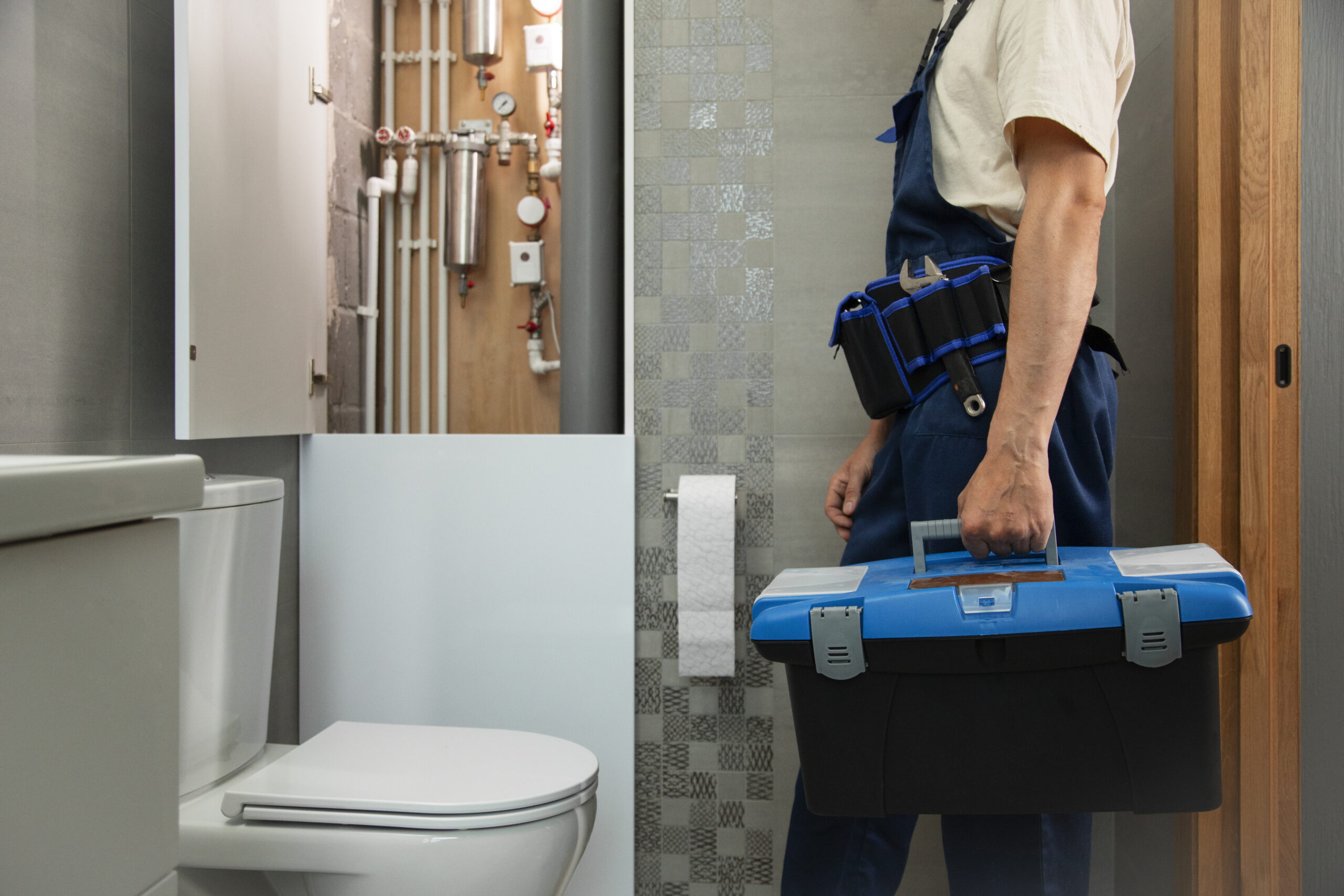 Plumbing Services male plumber working fix problems client s house